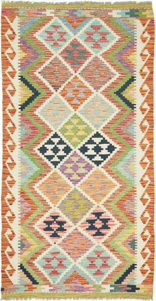 Tappeto Kilim Afghanistan Geometrico Multicolore Vivace 100x192 Cm