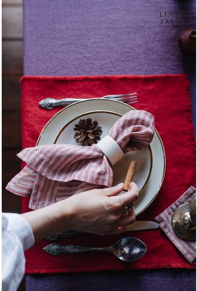 Sottobicchieri di colore rosso-naturale in set di 4 pezzi Red Natural Stripes - Linen Tales