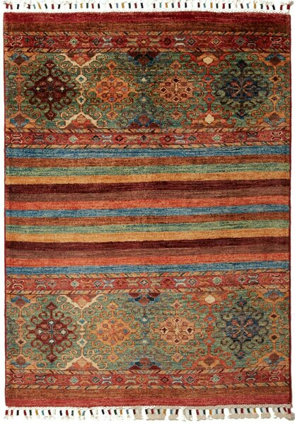 Tappeto Samarkand Pakistan Geometrico Multicolore Rosso 84x123 Cm
