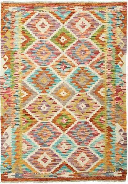Tappeto Kilim Afghanistan Astratto Policromo Vivace 105x149 Cm