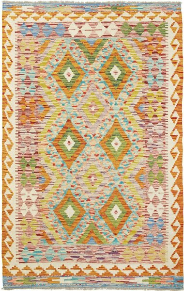 Tappeto Kilim Afghanistan Geometrico Multicolore Vivace 106x168 Cm