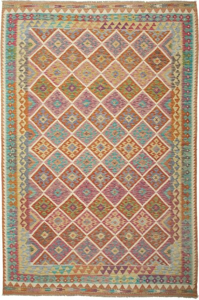 Tappeto Kilim Afghanistan Geometrico Multicolor Vivace 200x298 Cm