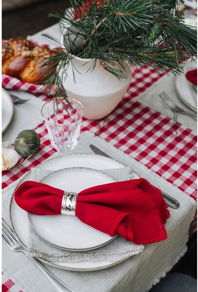 Tovaglia di lino 140x140 cm Red Gingham - Linen Tales