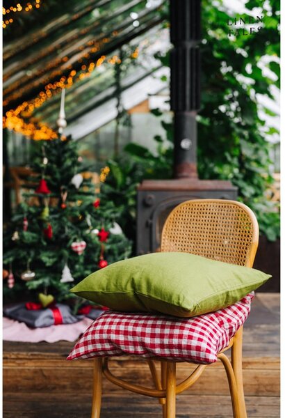 Federa di lino 50x50 cm Red Gingham - Linen Tales