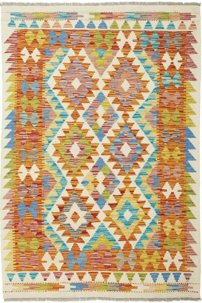 Tappeto Kilim Afghanistan Geometrico Multicolore Vivace 101x149 Cm