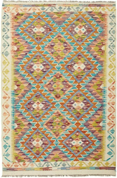 Tappeto Kilim Afghanistan Geometrico Multicolore Vivace 103x155 Cm