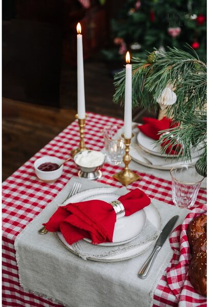 Tovaglia di lino 140x140 cm Red Gingham - Linen Tales