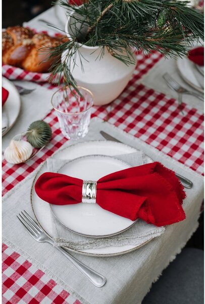 Tovaglia di lino 140x140 cm Red Gingham - Linen Tales