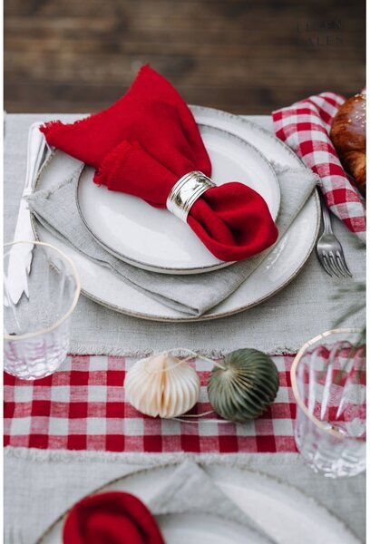 Tovaglia di lino 140x140 cm Red Gingham - Linen Tales