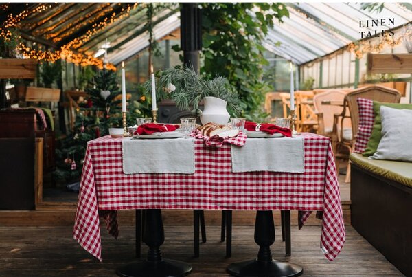 Tovaglia di lino 140x140 cm Red Gingham - Linen Tales