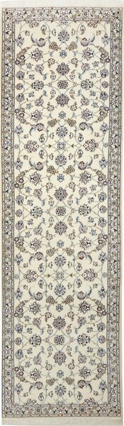 Tappeto Nain 9la Persia Floreale Bianco Crema Blu 90x332 Cm