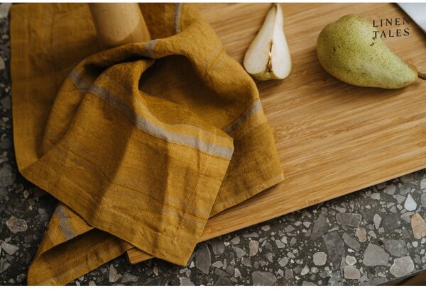 Asciugamano di lino 65x65 cm Amber Bronze Stripes - Linen Tales