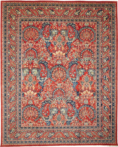 Tappeto Aryana Fine Pakistan Astratto Rosso Blu 275x347 Cm