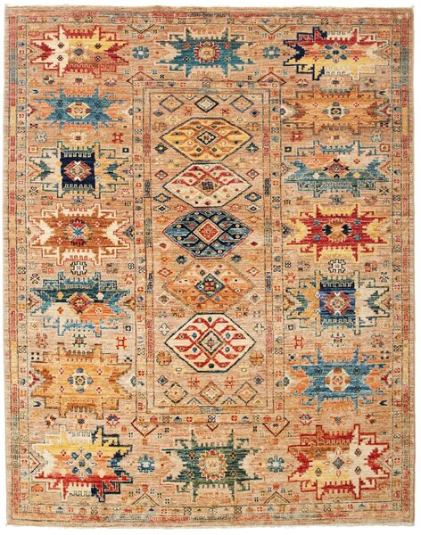 Tappeto Tribal Pakistan Astratto Beige Multicolore 152x192 Cm