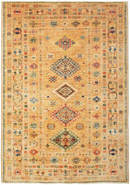 Tappeto Kazak Fine Pakistan Geometrico Ocra Arancio 147x214 Cm