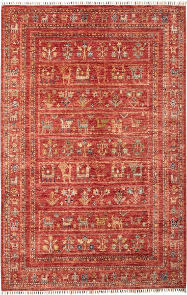 Tappeto Rubin Pakistan Geometrico Rosso Rubino 142x216 Cm