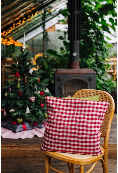 Federa di lino 50x50 cm Red Gingham - Linen Tales