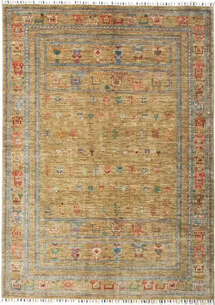 Tappeto Rubin Pakistan Astratto Verde Oliva Multicolore 148x207 Cm