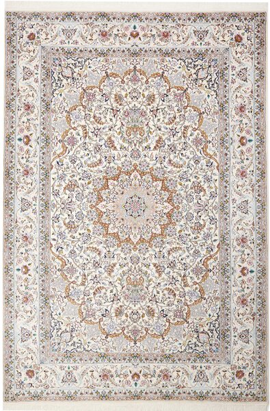 Tappeto Nain 9la Persia Medaglione Bianco Azzurro 206x303 Cm