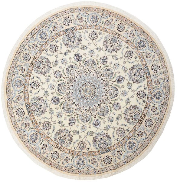 Tappeto Nain 9la Persia Medaglione Crema Azzurro 205x205 Cm