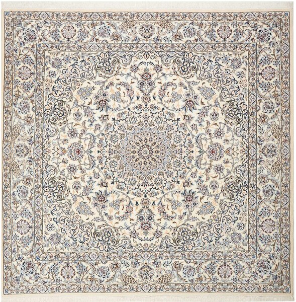 Tappeto Nain 9la Persia Medaglione Crema Blu 215x210 Cm