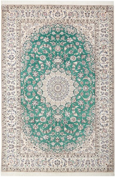 Tappeto Nain 9la Persia Medaglione Verde Avorio 200x298 Cm