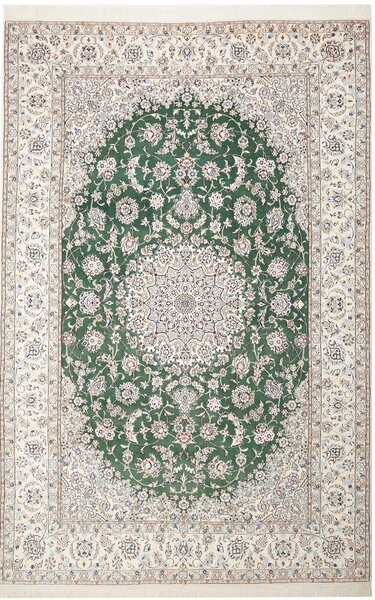 Tappeto Nain 9la Persia Medaglione Verde Avorio 202x308 Cm