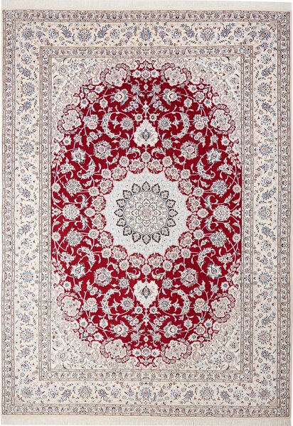 Tappeto Nain 9la Persia Medaglione Rosso Avorio Blu 250x352 Cm