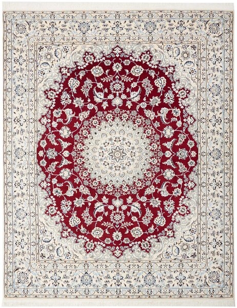 Tappeto Nain 9la Persia Medaglione Rosso Avorio 208x262 Cm