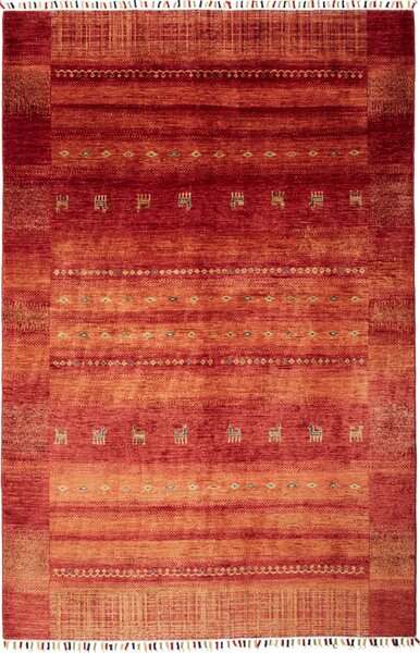 Tappeto Siva Pakistan Geometrico Rosso Arancio 165x248 Cm