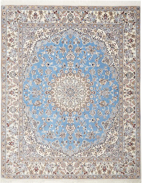 Tappeto Nain 9la Persia Medaglione Azzurro Cielo Crema 197x245 Cm