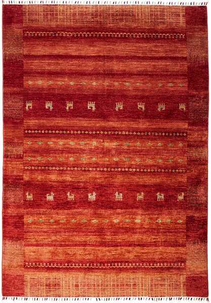 Tappeto Siva Pakistan Astratto Rosso Arancio 165x235 Cm
