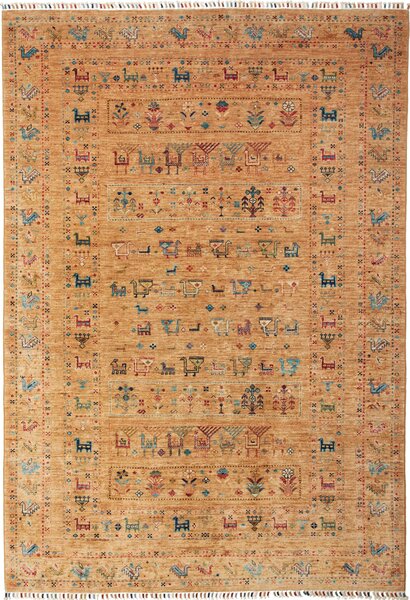 Tappeto Rubin Pakistan Astratto Oro Multicolore 168x243 Cm