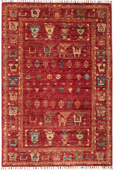 Tappeto Rubin Pakistan Astratto Rosso Rubino Multicolore 101x151 Cm