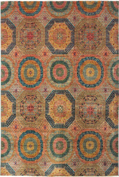 Tappeto Mamlouk Pakistan Astratto Terracotta Blu 201x299 Cm