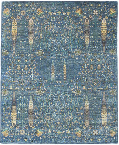Tappeto Shahi Fine Pakistan Floreale Blu Oro 202x247 Cm