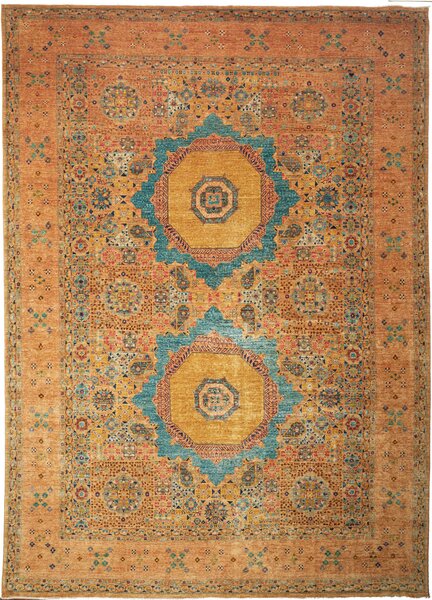 Tappeto Mamlouk Pakistan Astratto Arancio Oro 305x430 Cm