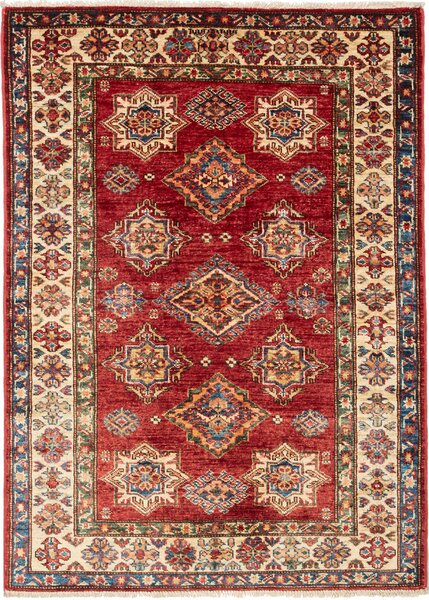Tappeto Kazak Fine Pakistan Astratto Rosso Crema 100x140 Cm