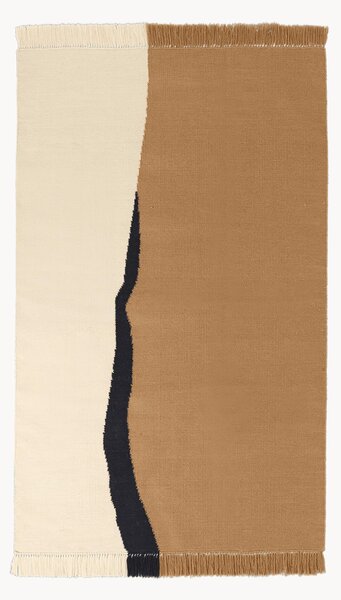 Tappeto kilim in lana tessuto a mano con frange Soil