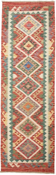 Tappeto Kilim Afghanistan Geometrico Rosso Verde 76x243 Cm