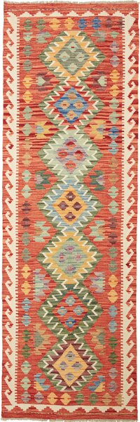 Tappeto Kilim Afghanistan Geometrico Terracotta Verde 75x241 Cm