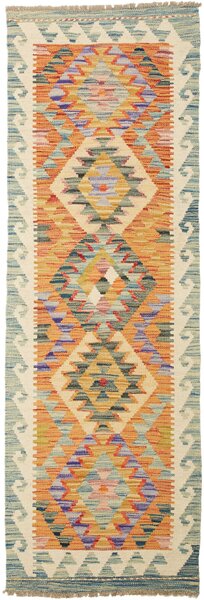 Tappeto Kilim Afghanistan Geometrico Arancio Azzurro 61x185 Cm