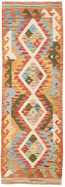 Tappeto Kilim Afghanistan Geometrico Arancio Blu 59x177 Cm