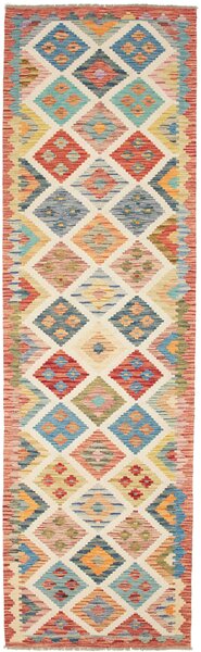 Tappeto Kilim Afghanistan Astratto Multicolore Crema 85x292 Cm