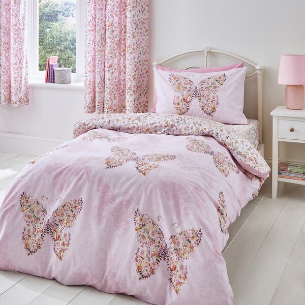 Biancheria da letto singola per bambini 135x200 cm Enchanted Butterfly - Catherine Lansfield
