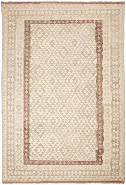 Tappeto Kilim Afghanistan Astratto Crema Beige 206x302 Cm