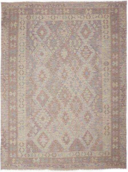Tappeto Kilim Afghanistan Geometrico Beige Grigio 209x278 Cm