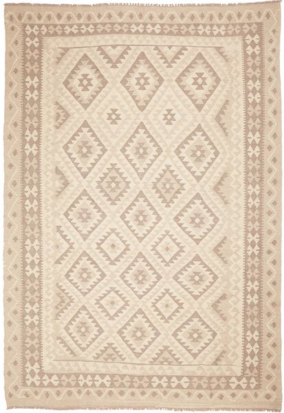 Tappeto Kilim Afghanistan Geometrico Beige Tortora 203x292 Cm