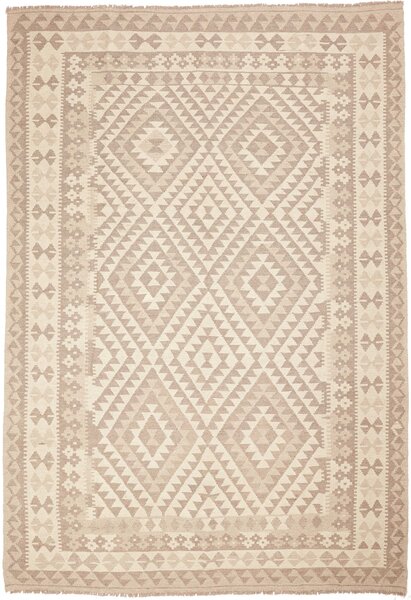 Tappeto Kilim Afghanistan Geometrico Beige Sabbia 201x293 Cm