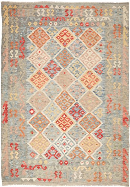 Tappeto Kilim Afghanistan Geometrico Blu Multicolore 200x286 Cm